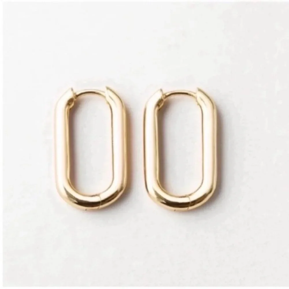 New! Madewell Carmine Gold Medium Huggie Earrings NWOT - Picture 3 of 4